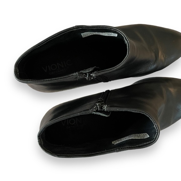 Vionic Georgia Black Smooth Leather Silver Studded Ankle Bootie Boot Shoe 9 - Picture 8 of 11